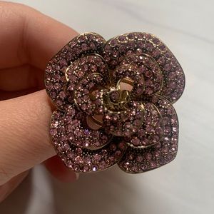 Purple Rhinestone Flower Ring